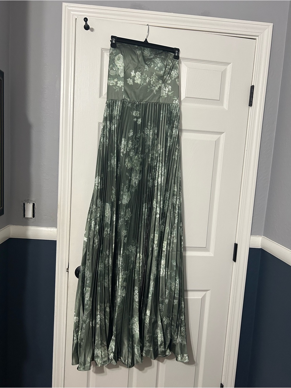 Pleated Floral Dress in Sage Green